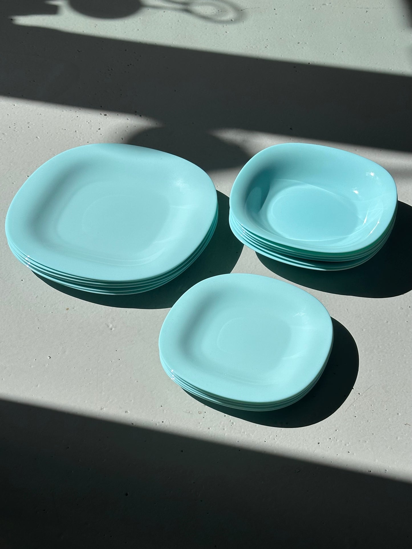 Lyseblå Glastallerkener - Frokost