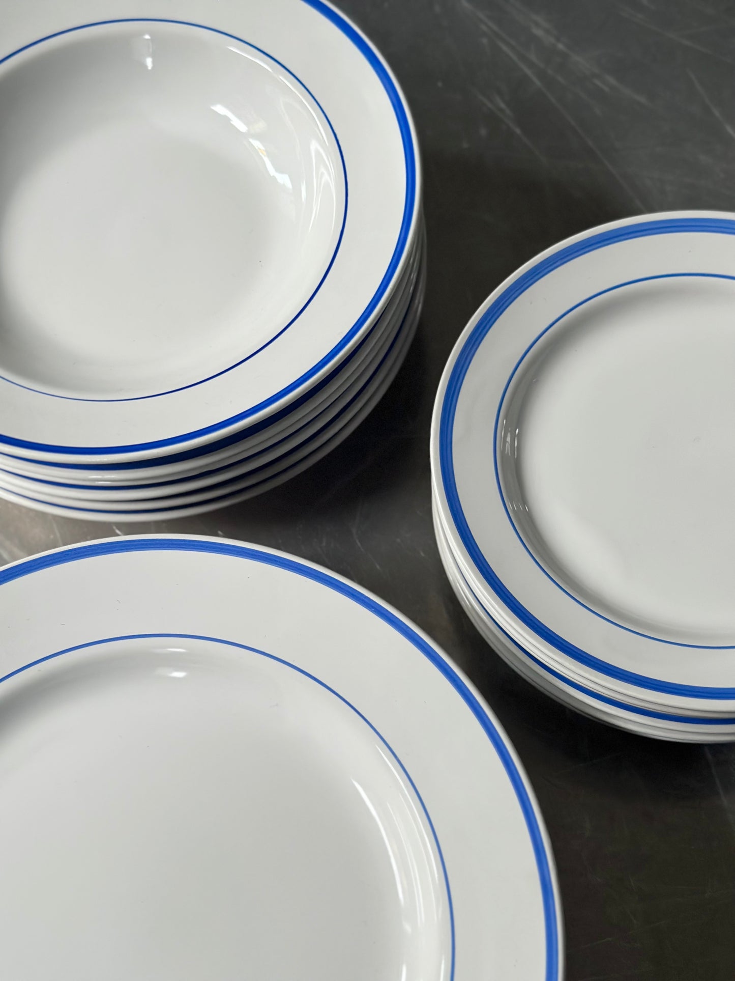 Italienske Vintage Bistro Tallerkener - Blå