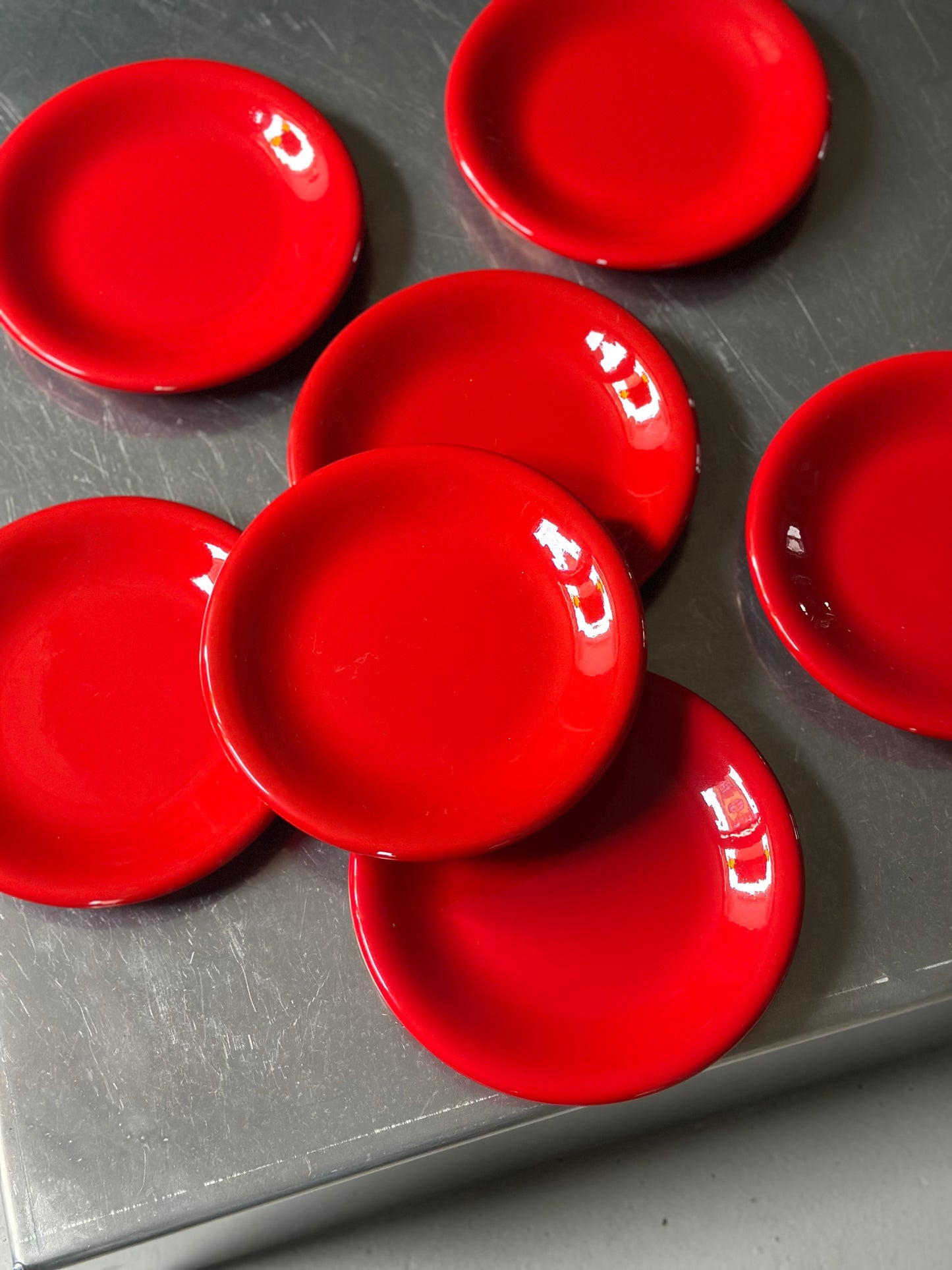 Røde Italienske Vintage Tallerkener