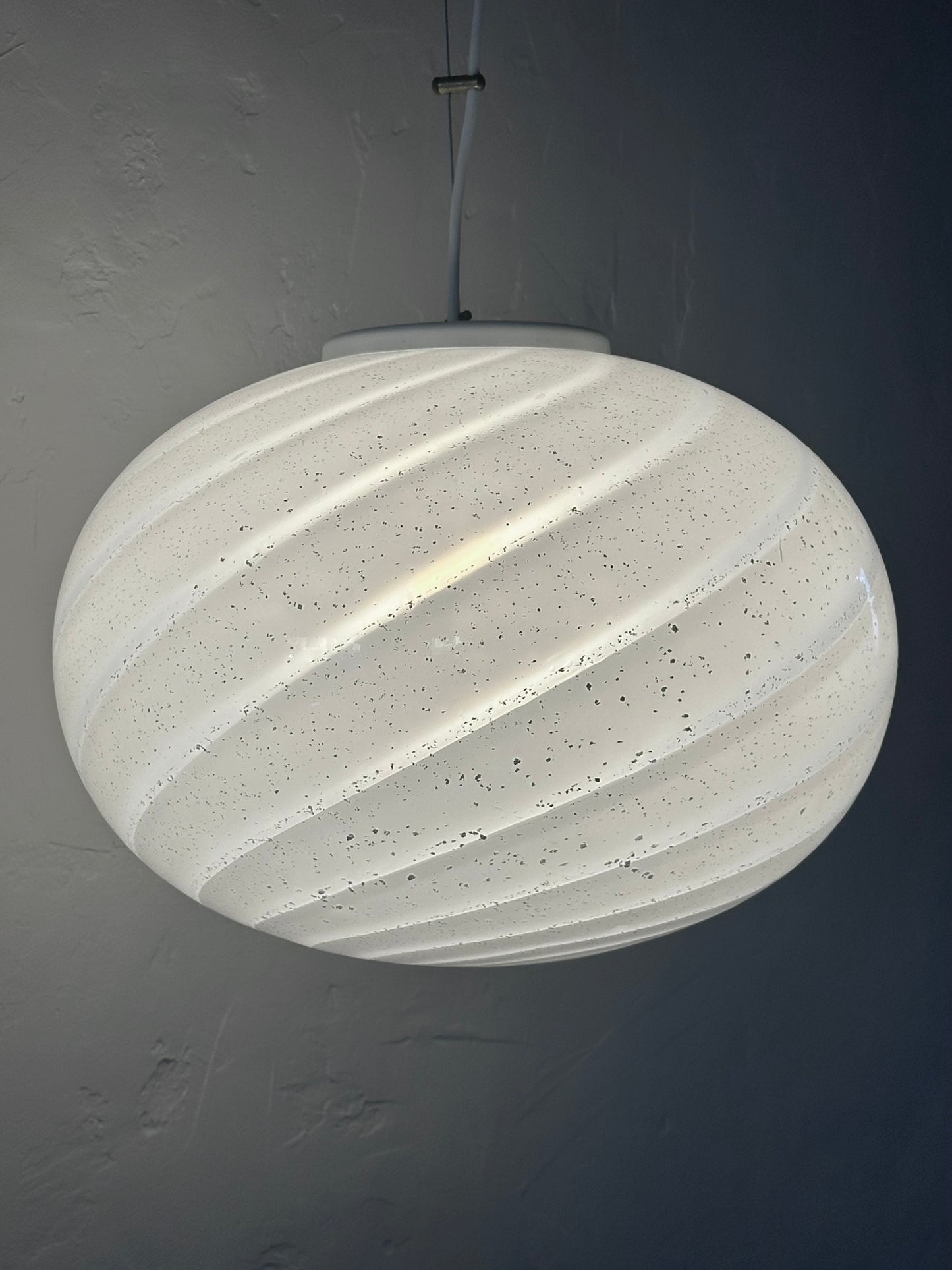 Vintage Murano Pendel - Metallic White