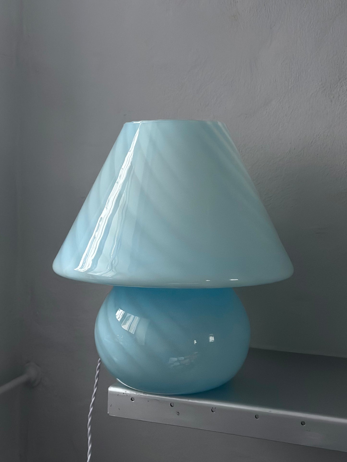 Vintage Murano Swirl Mushroom Lampe - Blå