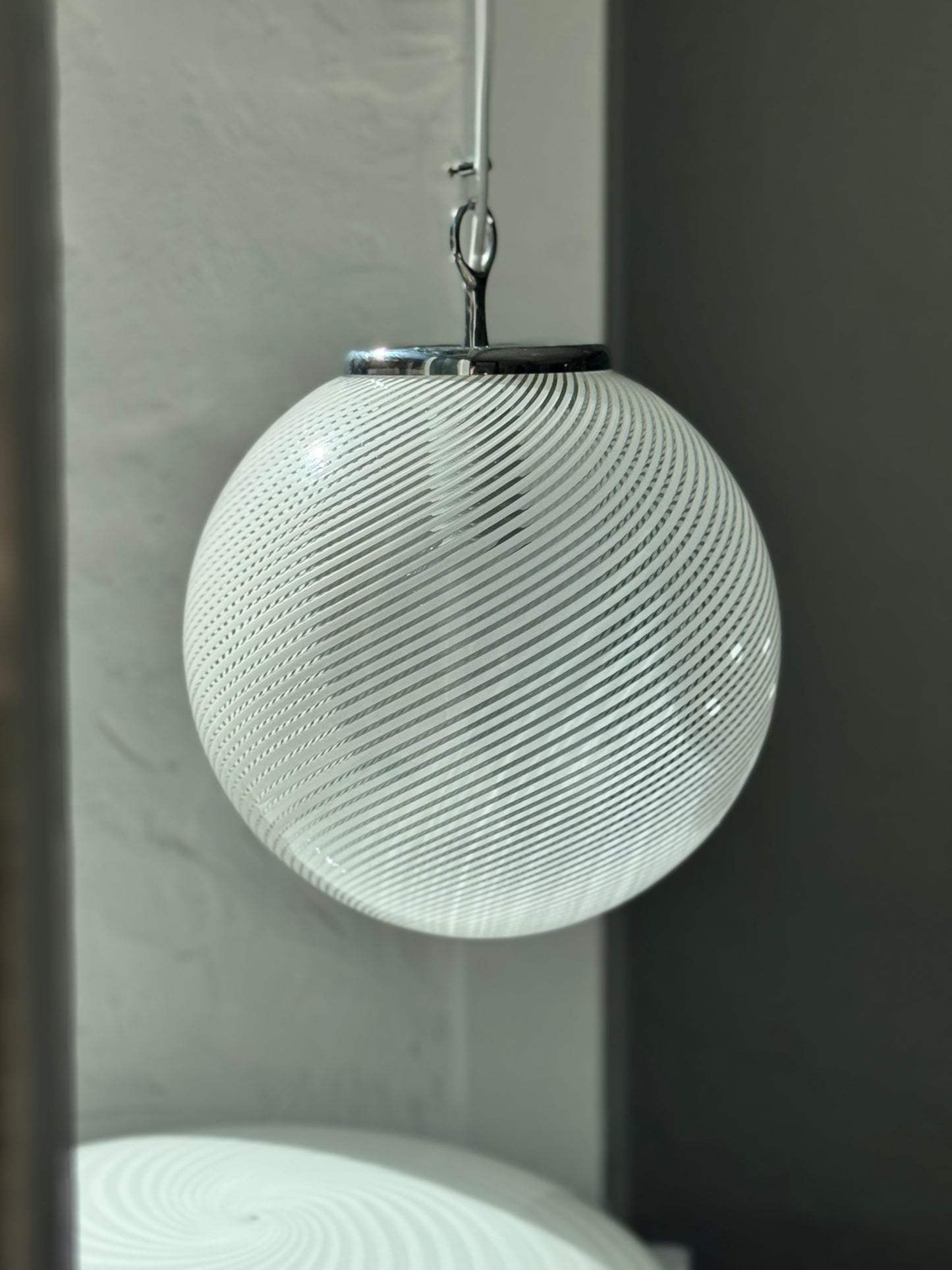 Vintage Murano Swirl Pendel - Krom Ophæng
