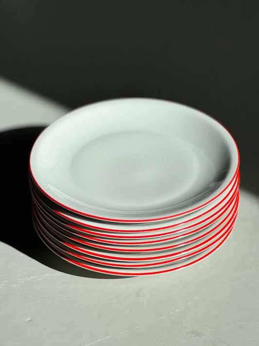 Bistro Frokost Tallerkener - Rød Kant