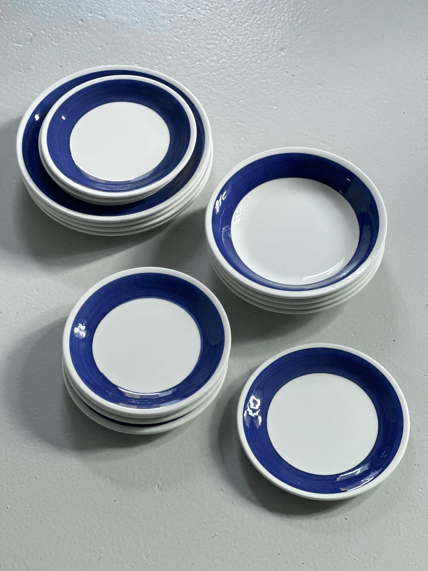 Italiensk Bistro Stel - Tyk Blå Kant