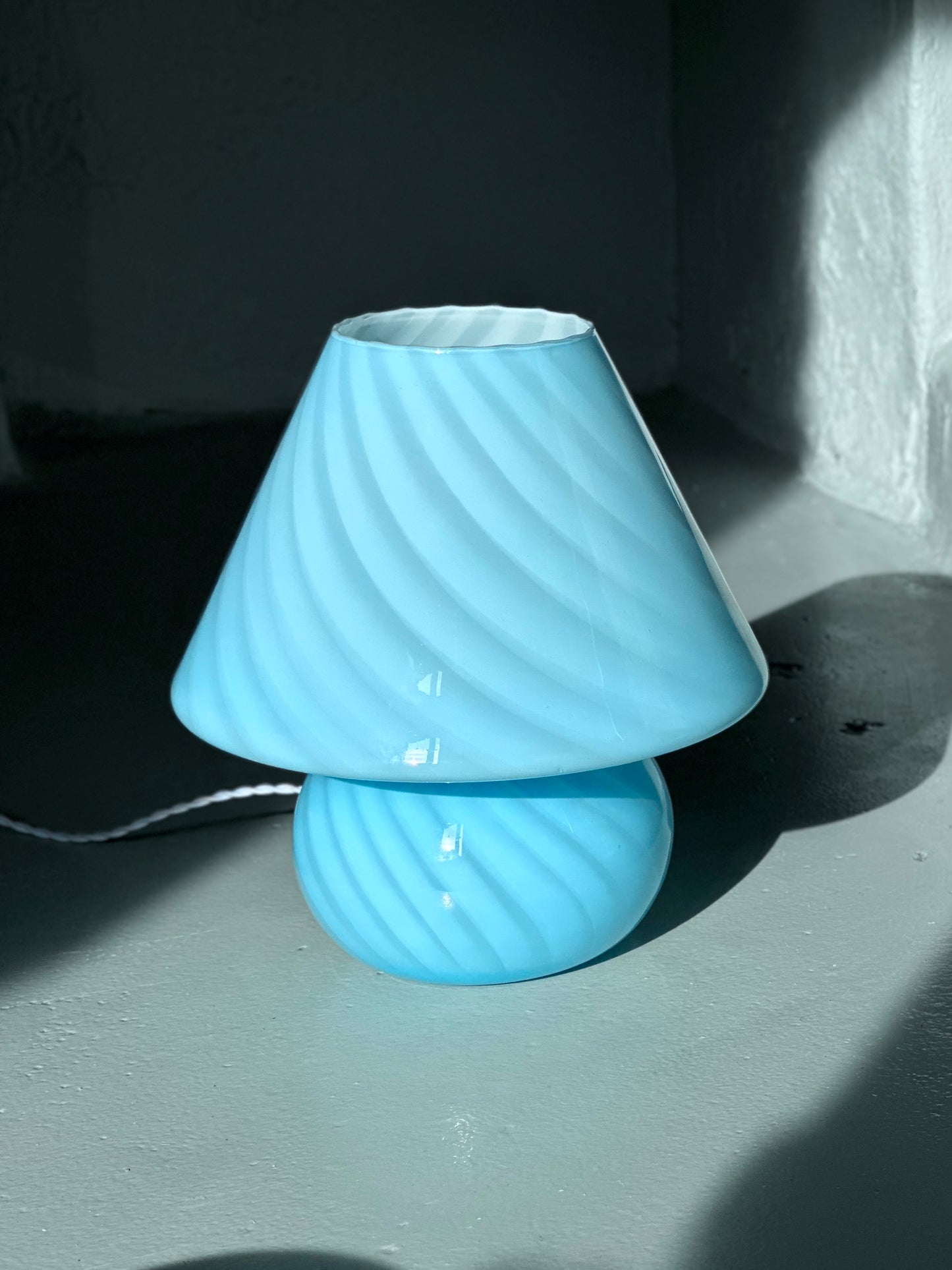 Vintage Murano Swirl Mushroom Lampe - Blå
