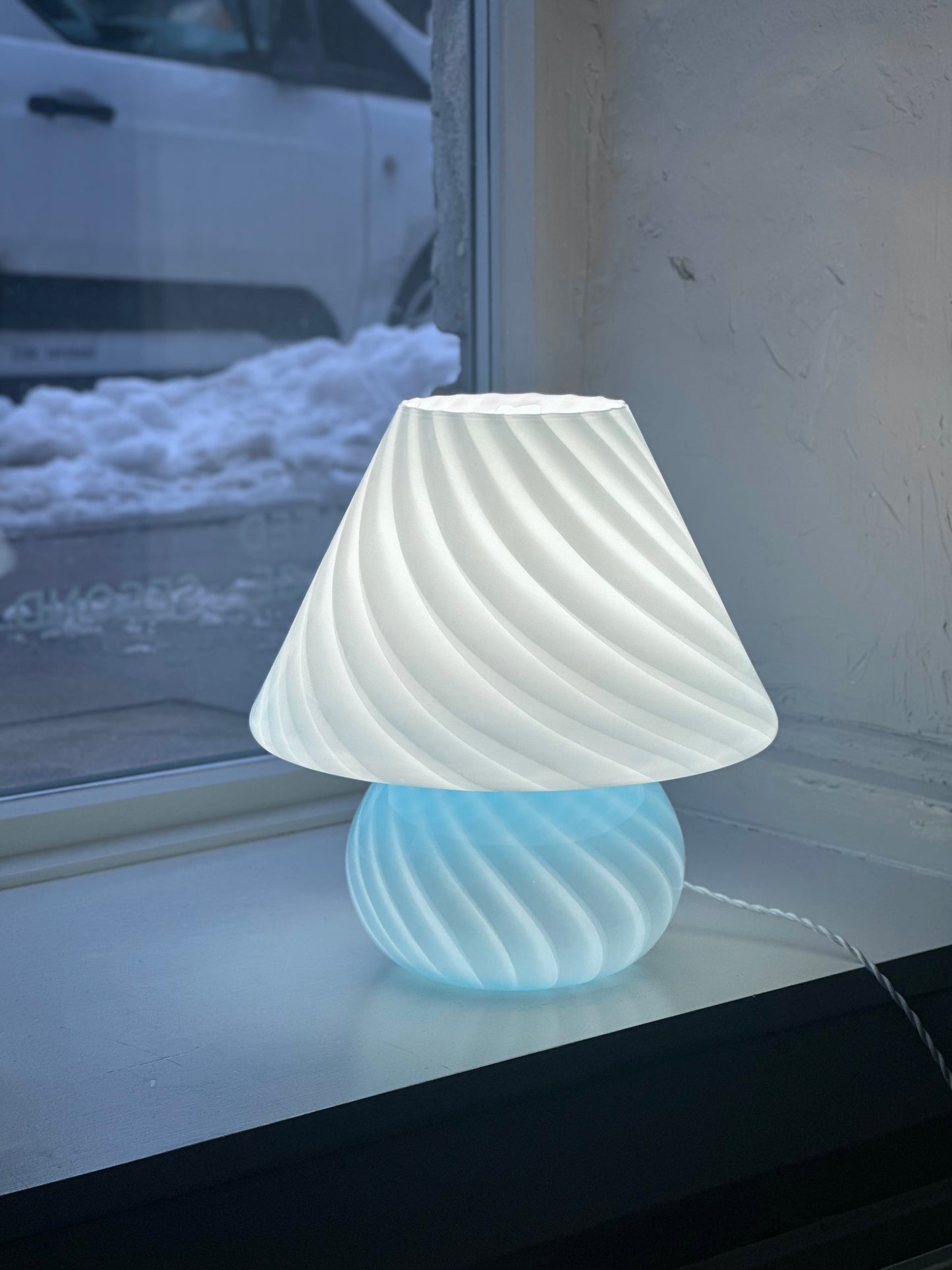 Vintage Murano Swirl Mushroom Lampe - Blå