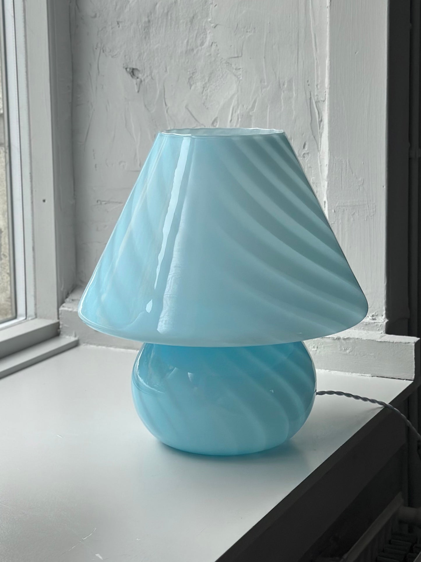 Vintage Murano Swirl Mushroom Lampe - Blå