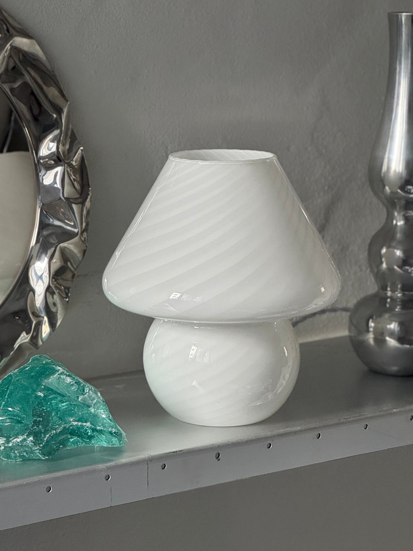 Vintage Murano Swirl Mushroom Bordlampe