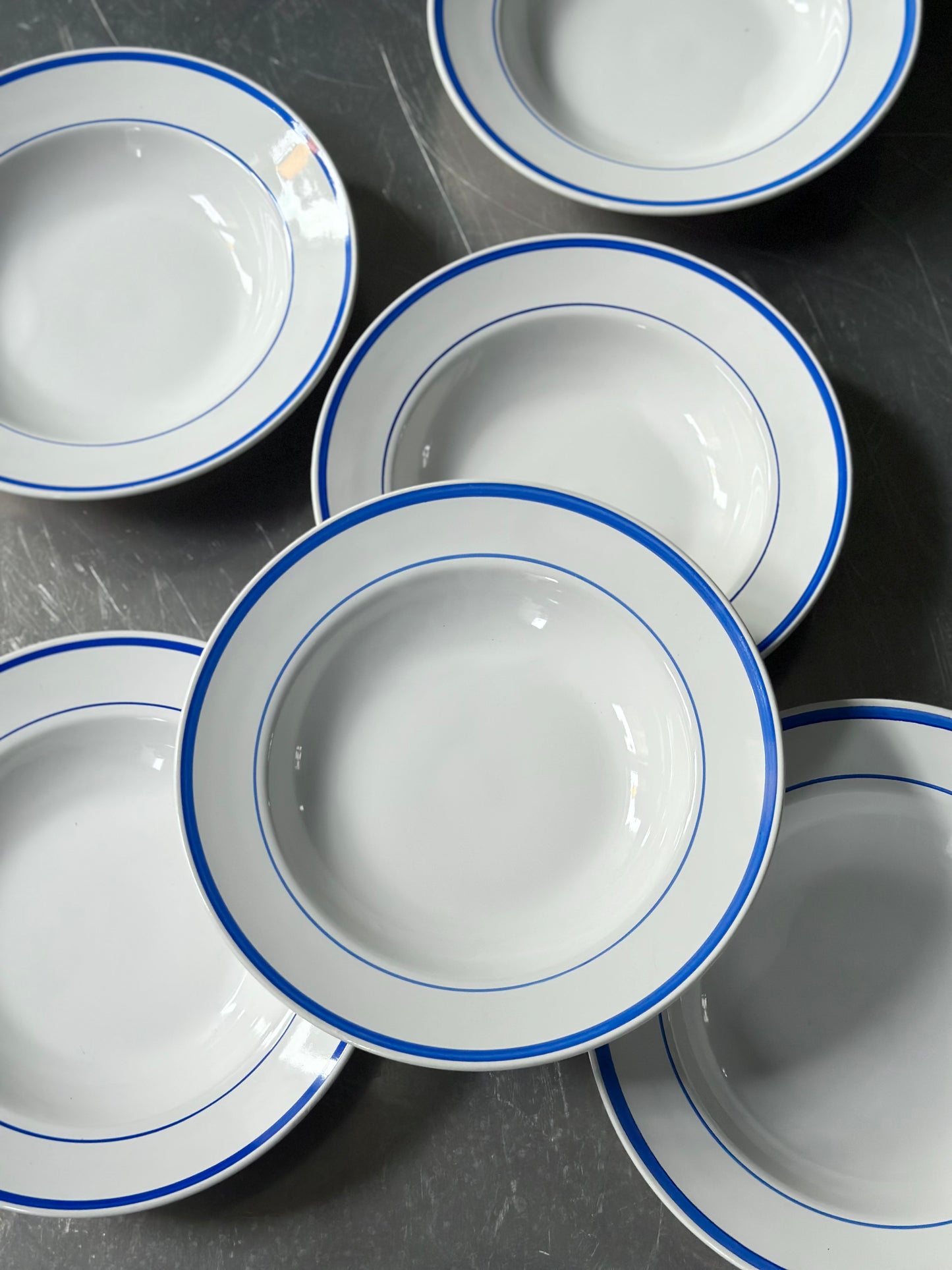 Italienske Vintage Bistro Tallerkener - Blå