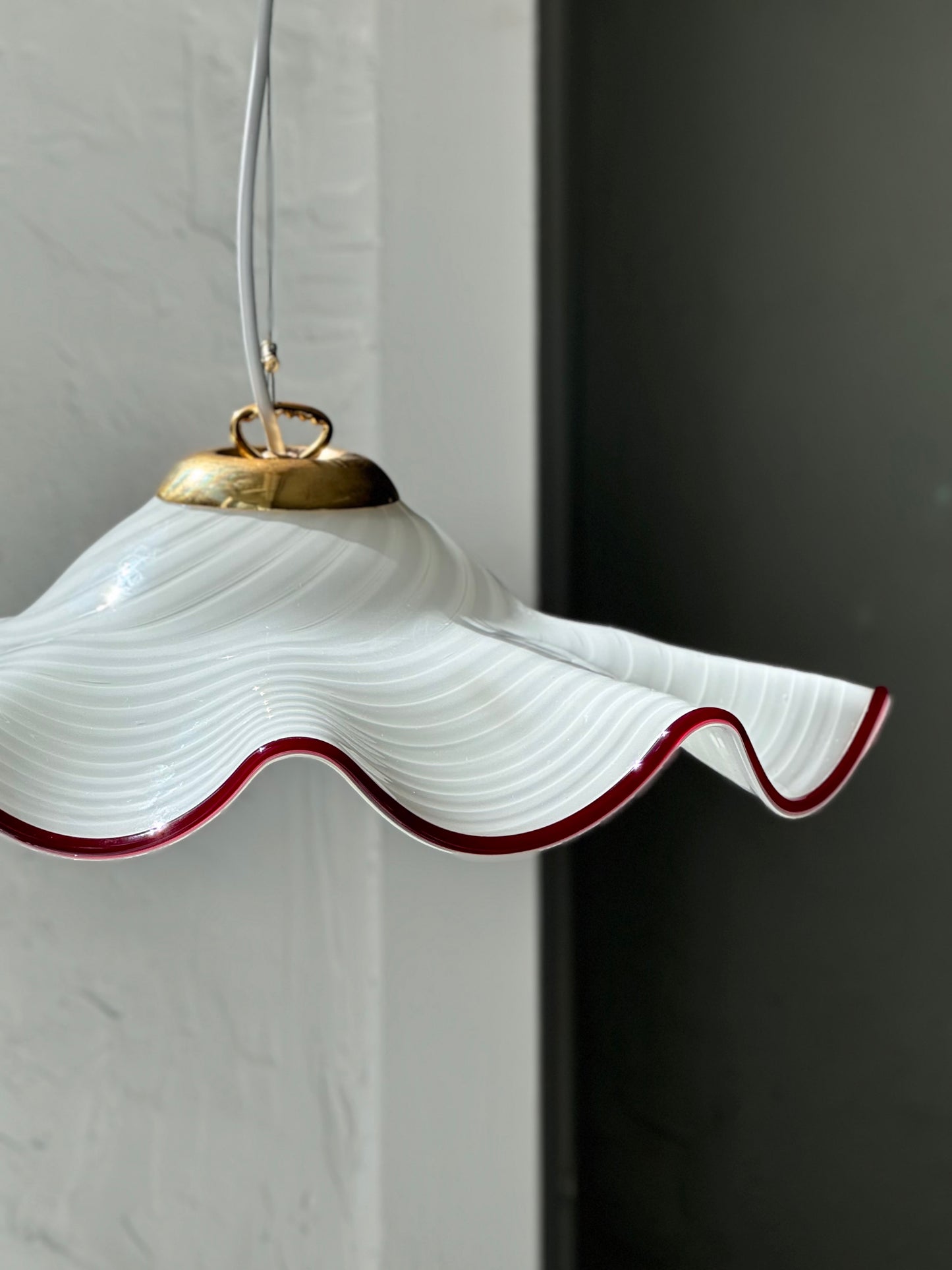 Vintage Murano Flæse Pendel - Rød Kant