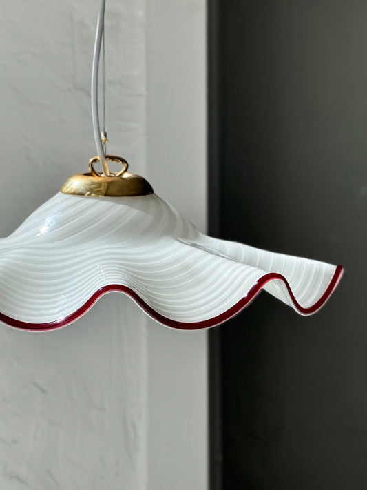 Vintage Murano Flæse Pendel - Rød Kant