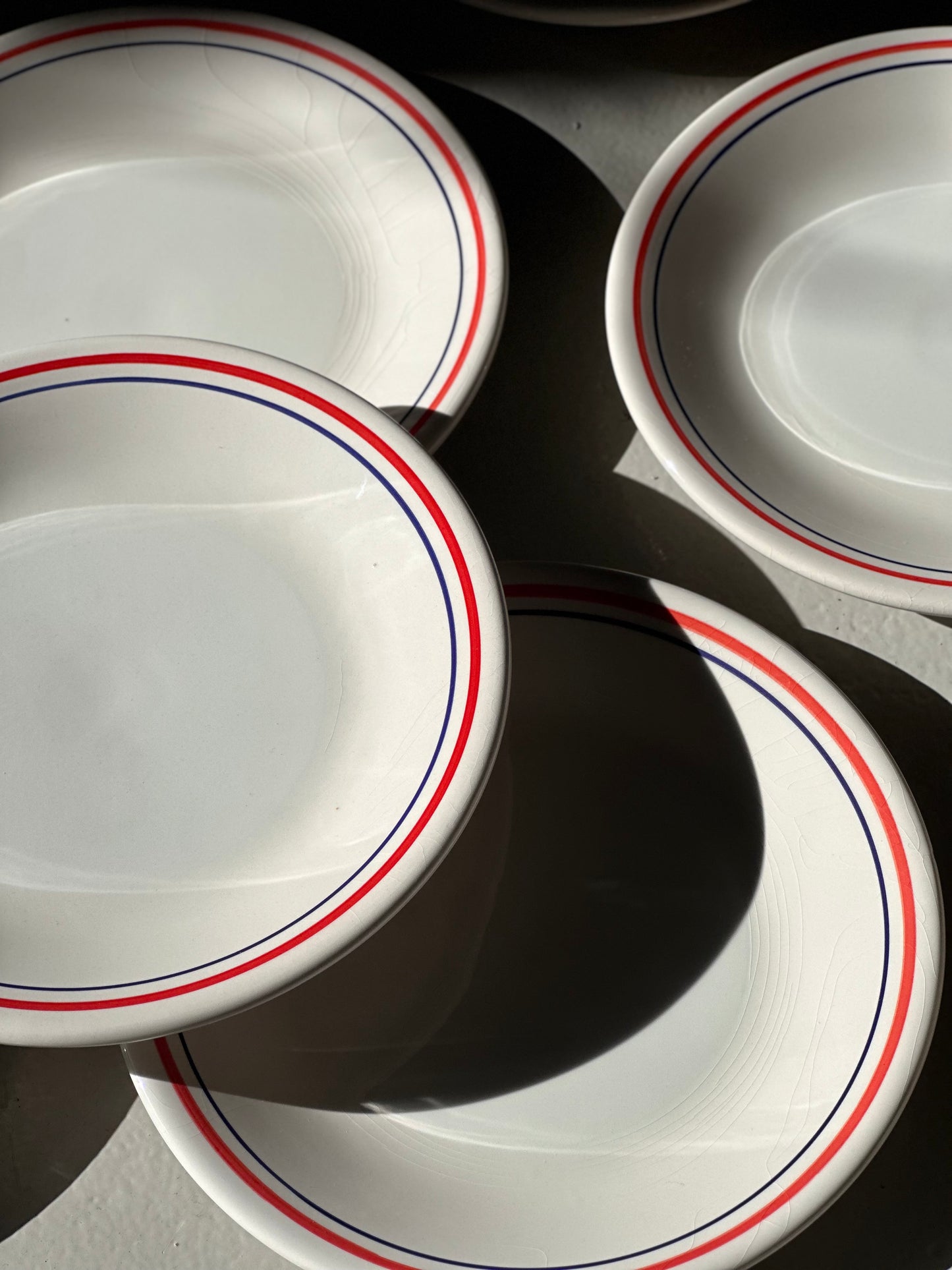 Italienske Bistro Tallerkener - Rød/Blå