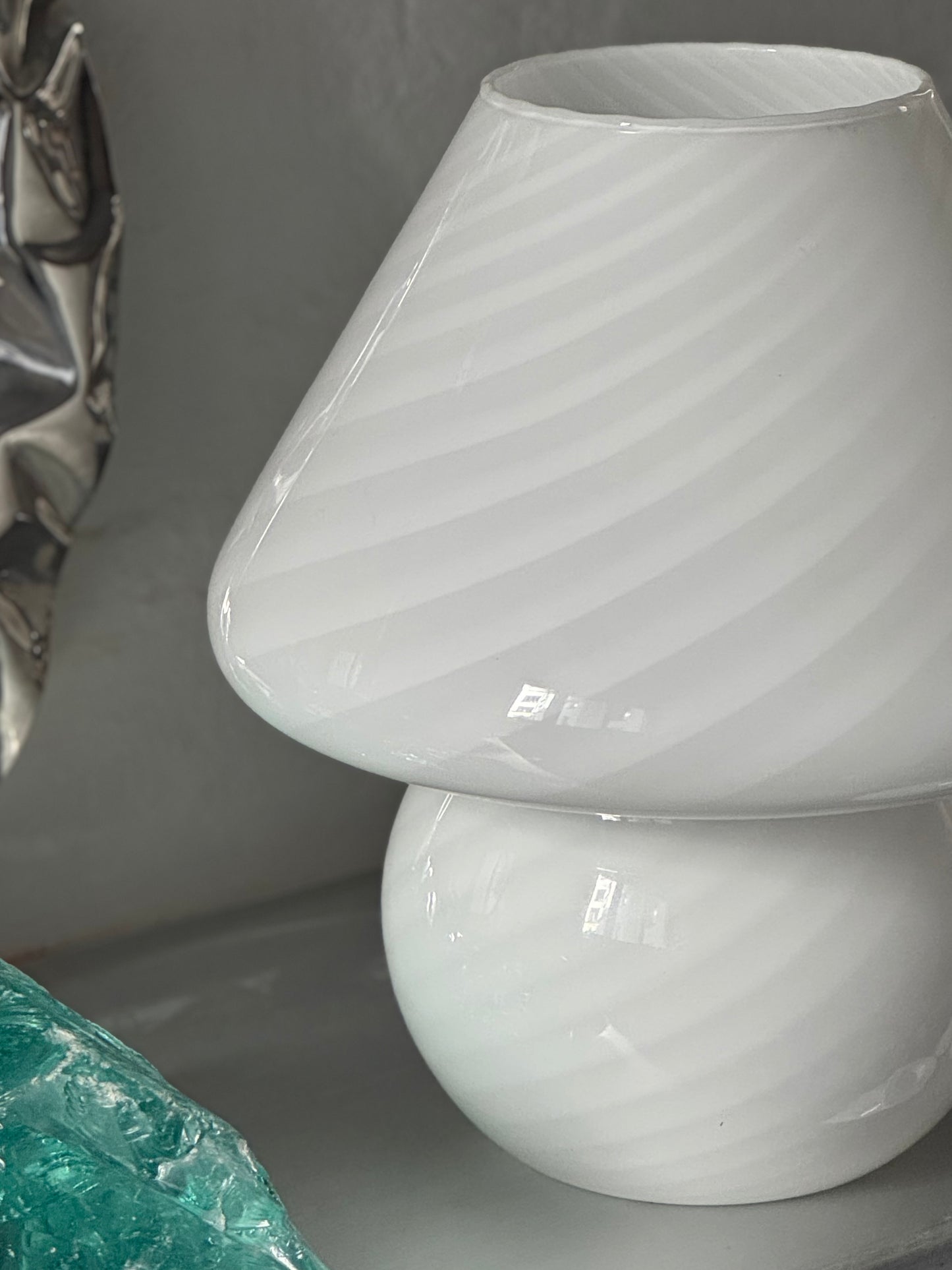 Vintage Murano Swirl Mushroom Bordlampe
