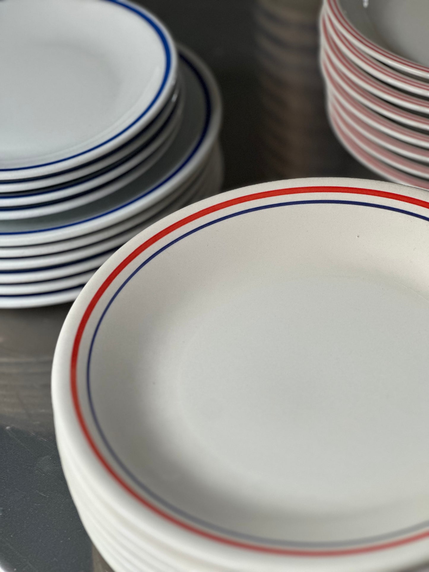 Italienske Bistro Tallerkener - Rød/Blå