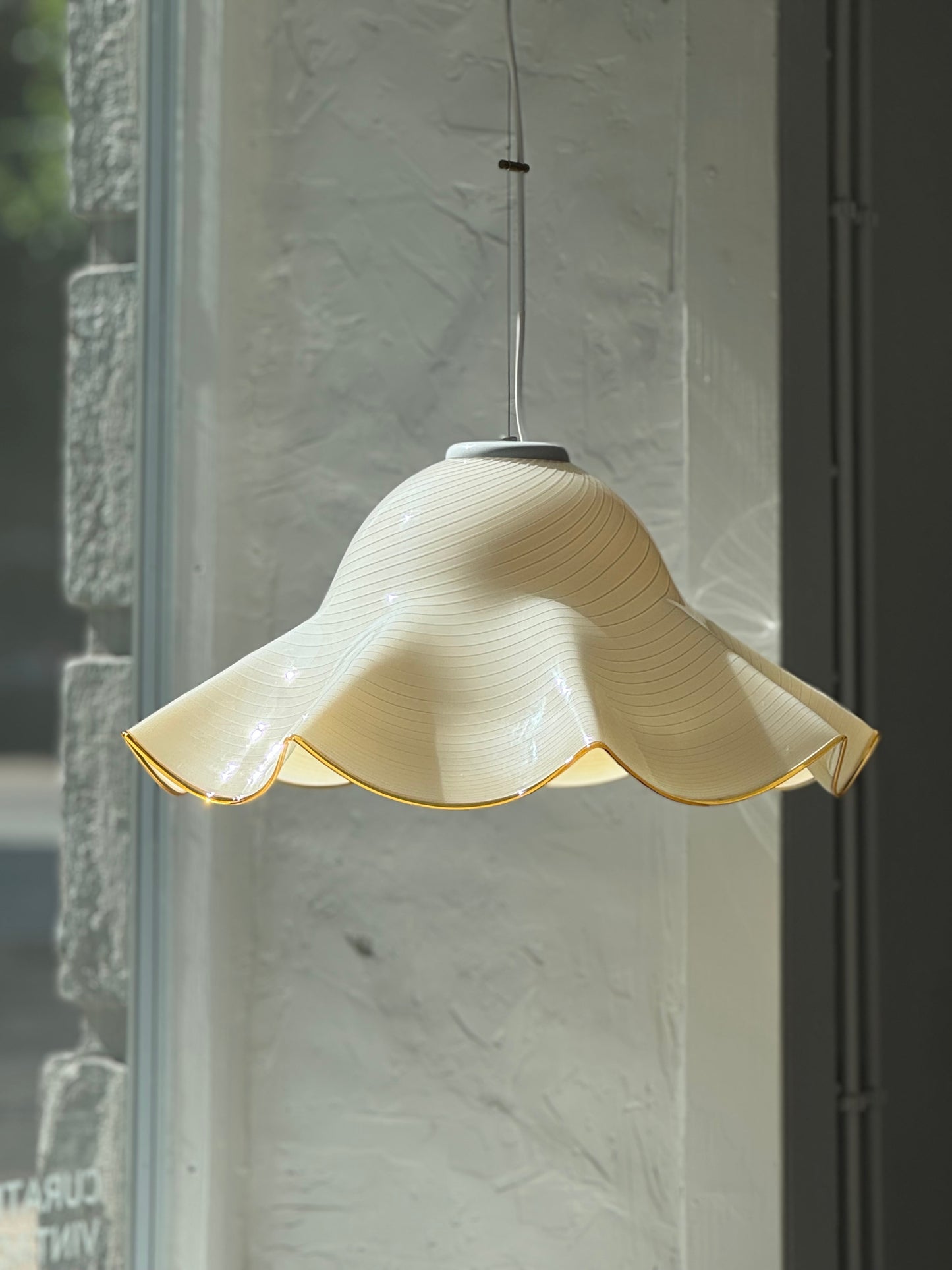 Vintage Murano Swirl Pendel - Creme/Karamel
