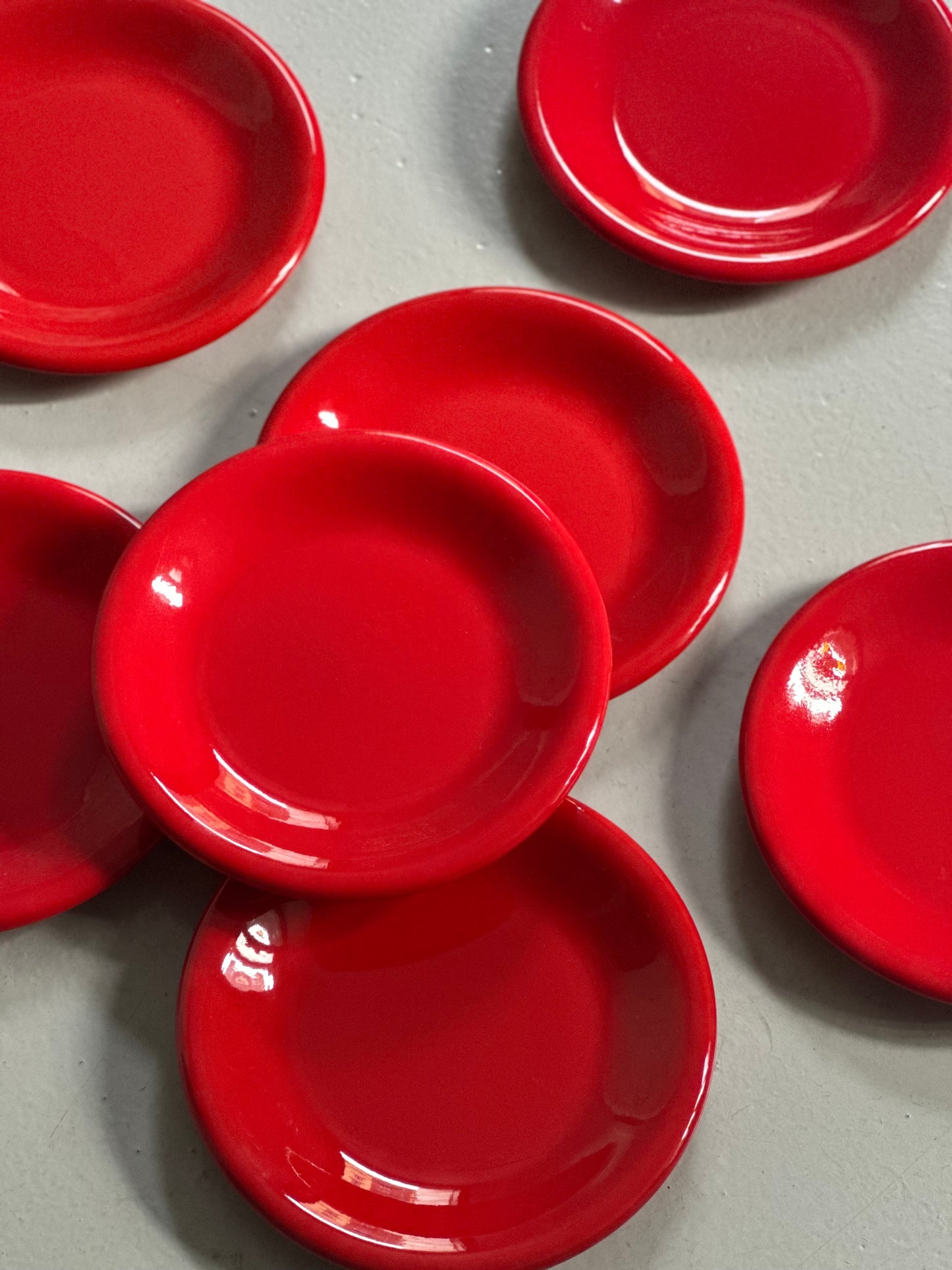 Røde Italienske Vintage Tallerkener