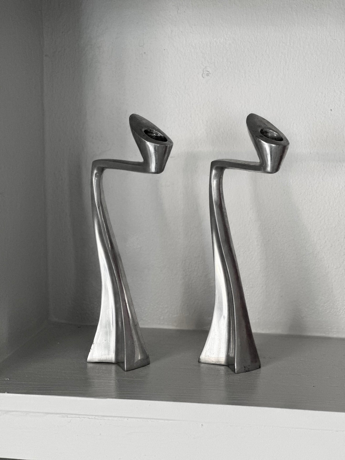 Vintage ‘SWAN’ Lysestager I Aluminium