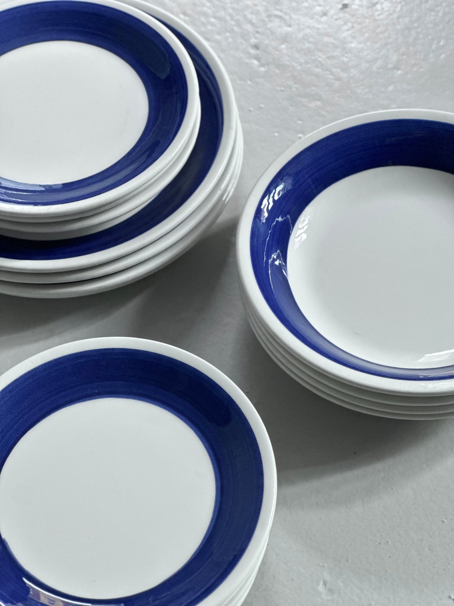 Italiensk Bistro Stel - Tyk Blå Kant