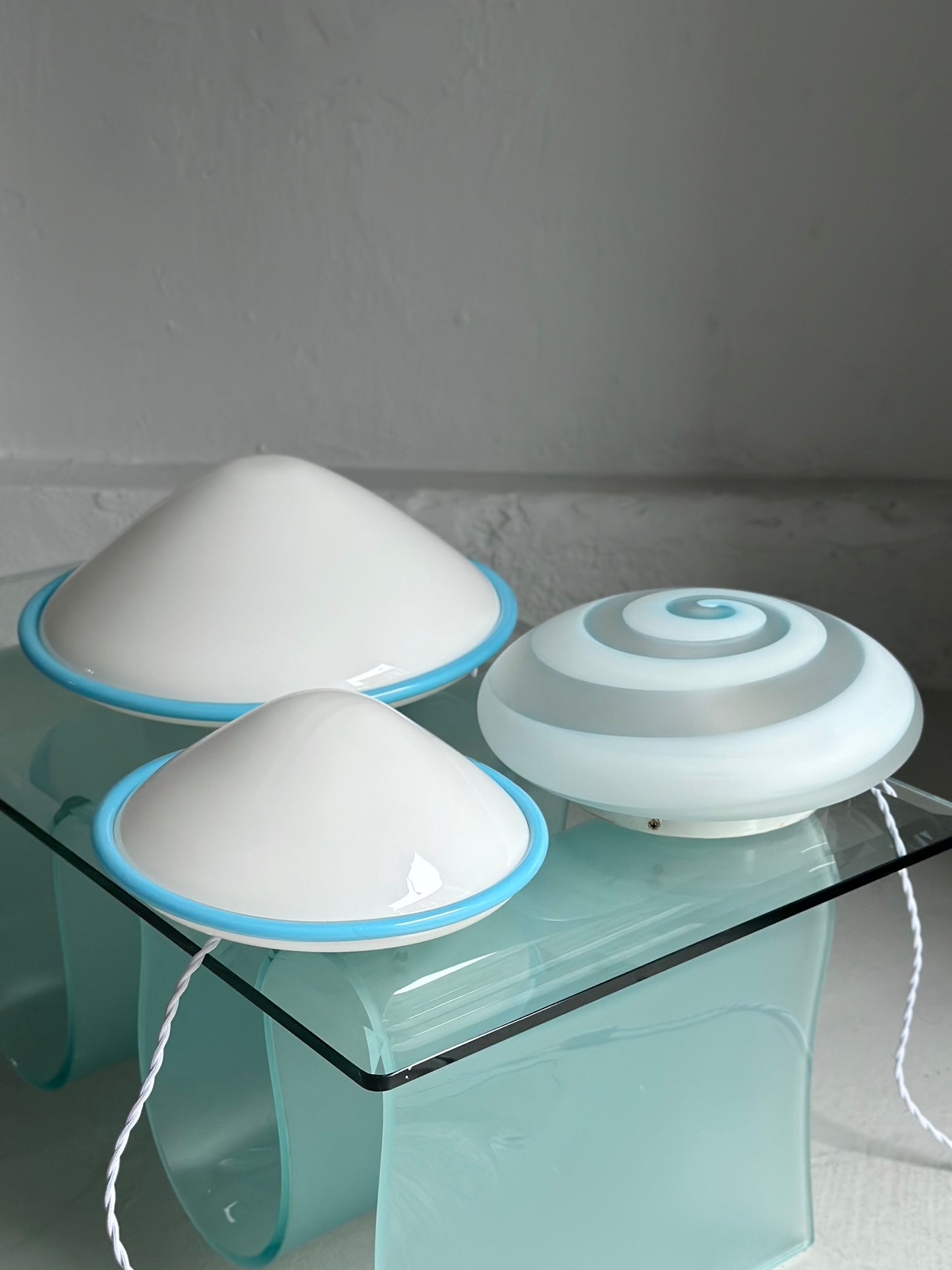 Vintage Murano Swirl Plafond - Lyseblå