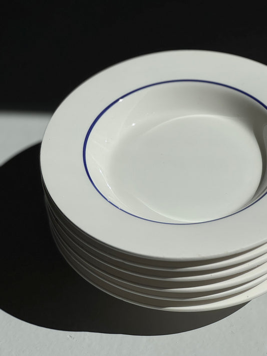Dybe Bistro Tallerkener - Blå Kant