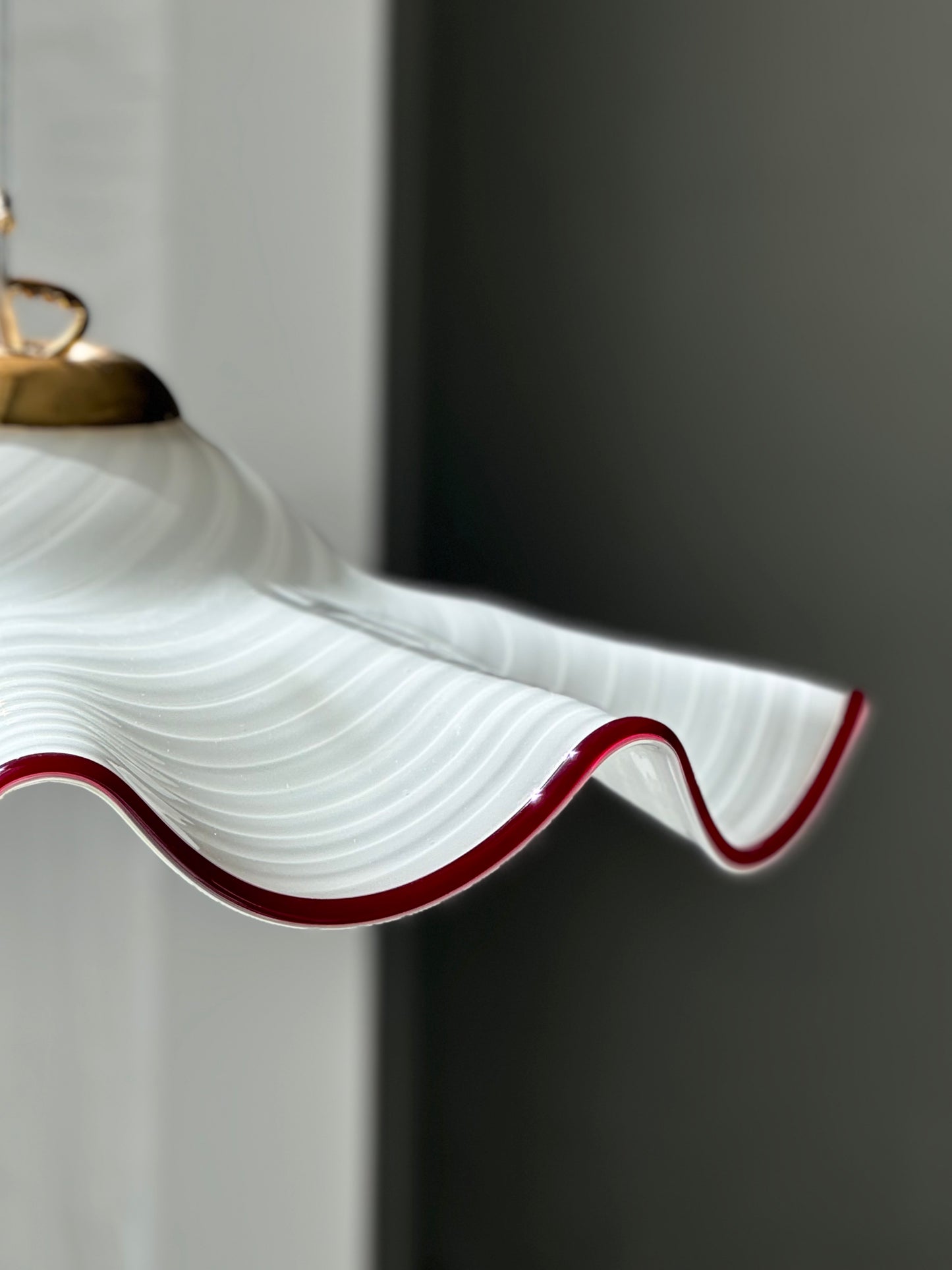 Vintage Murano Flæse Pendel - Rød Kant