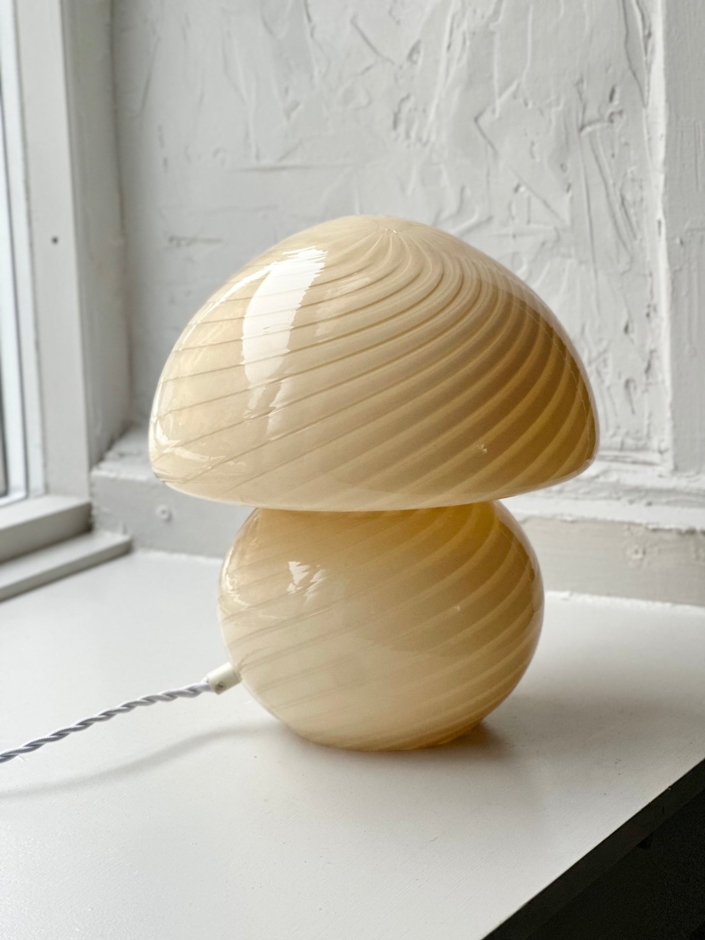 Vintage Murano Swirl Mushroom Lampe - Creme