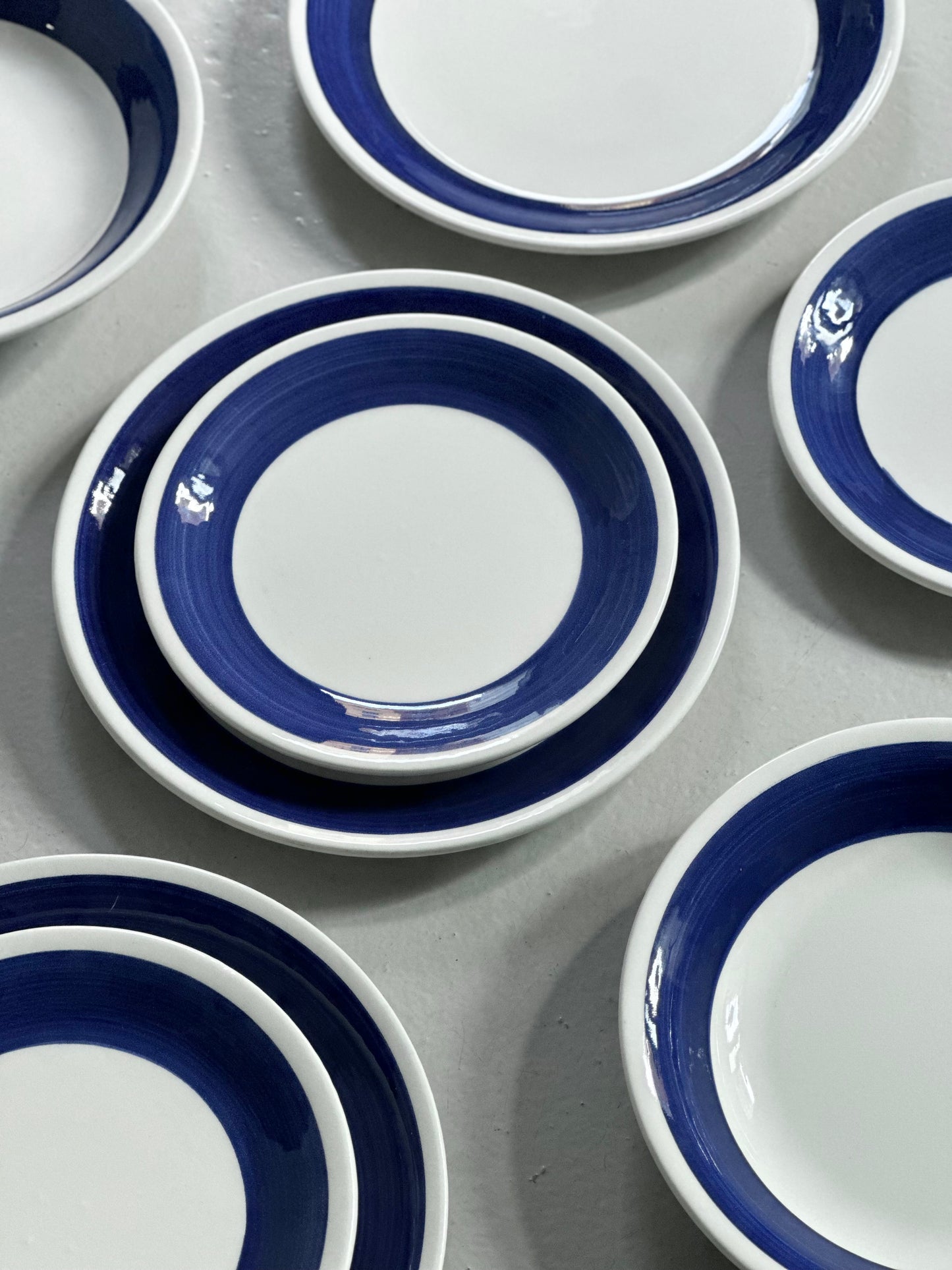 Italiensk Bistro Stel - Tyk Blå Kant