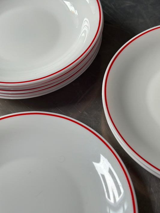 Rødt Bistro Stel - Dybe og Flade