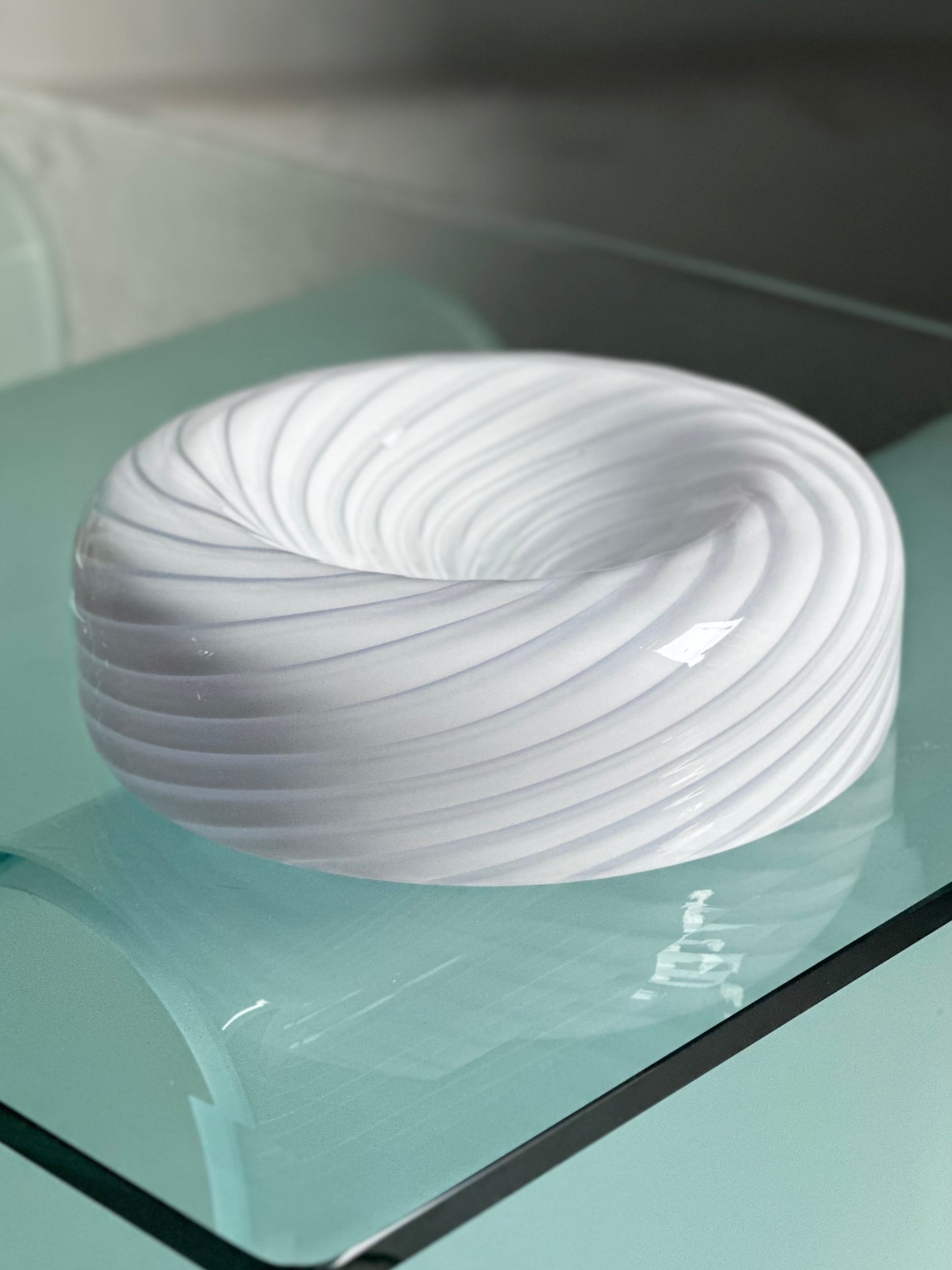 Vintage Murano Swirl Skål - Lyselilla/Hvid