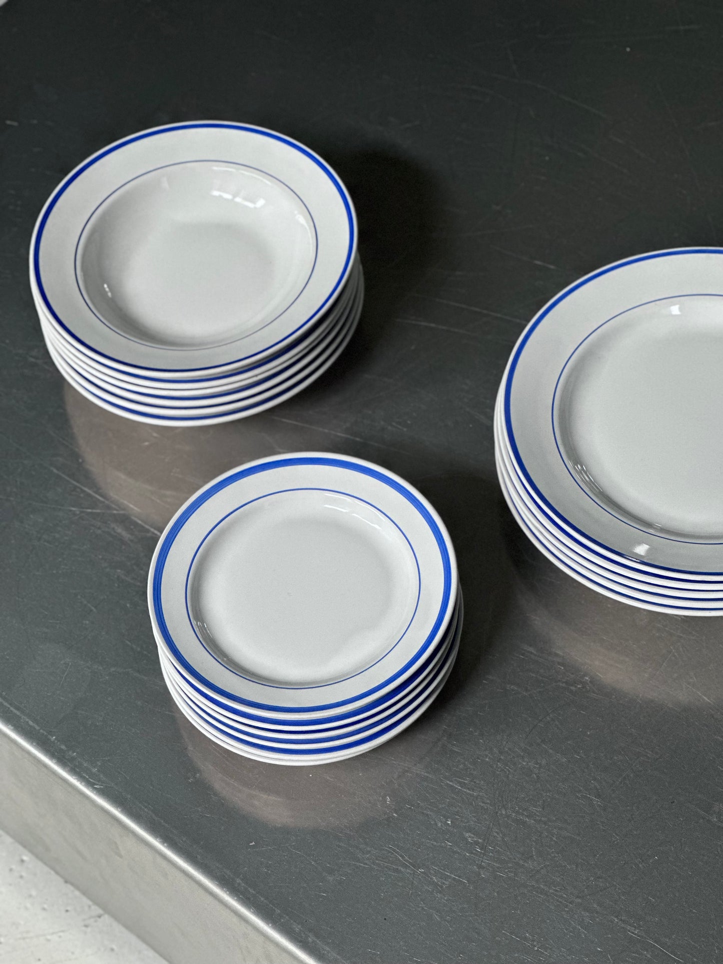 Italienske Vintage Bistro Tallerkener - Blå