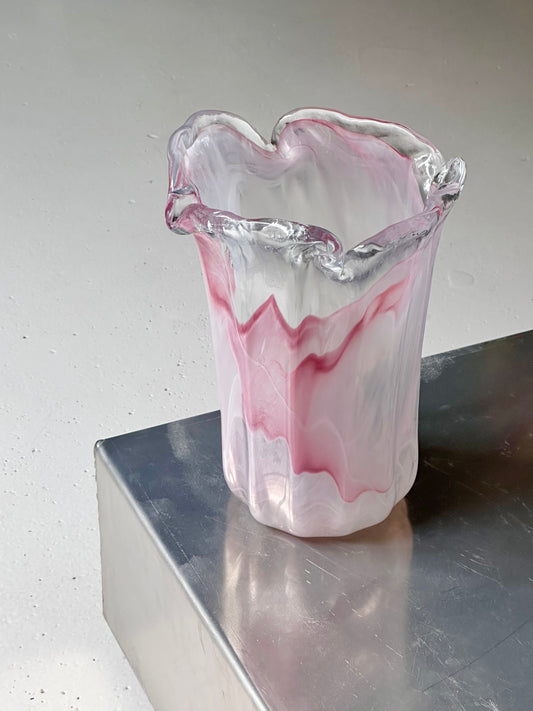 Stor Lyserød Swirl Vase