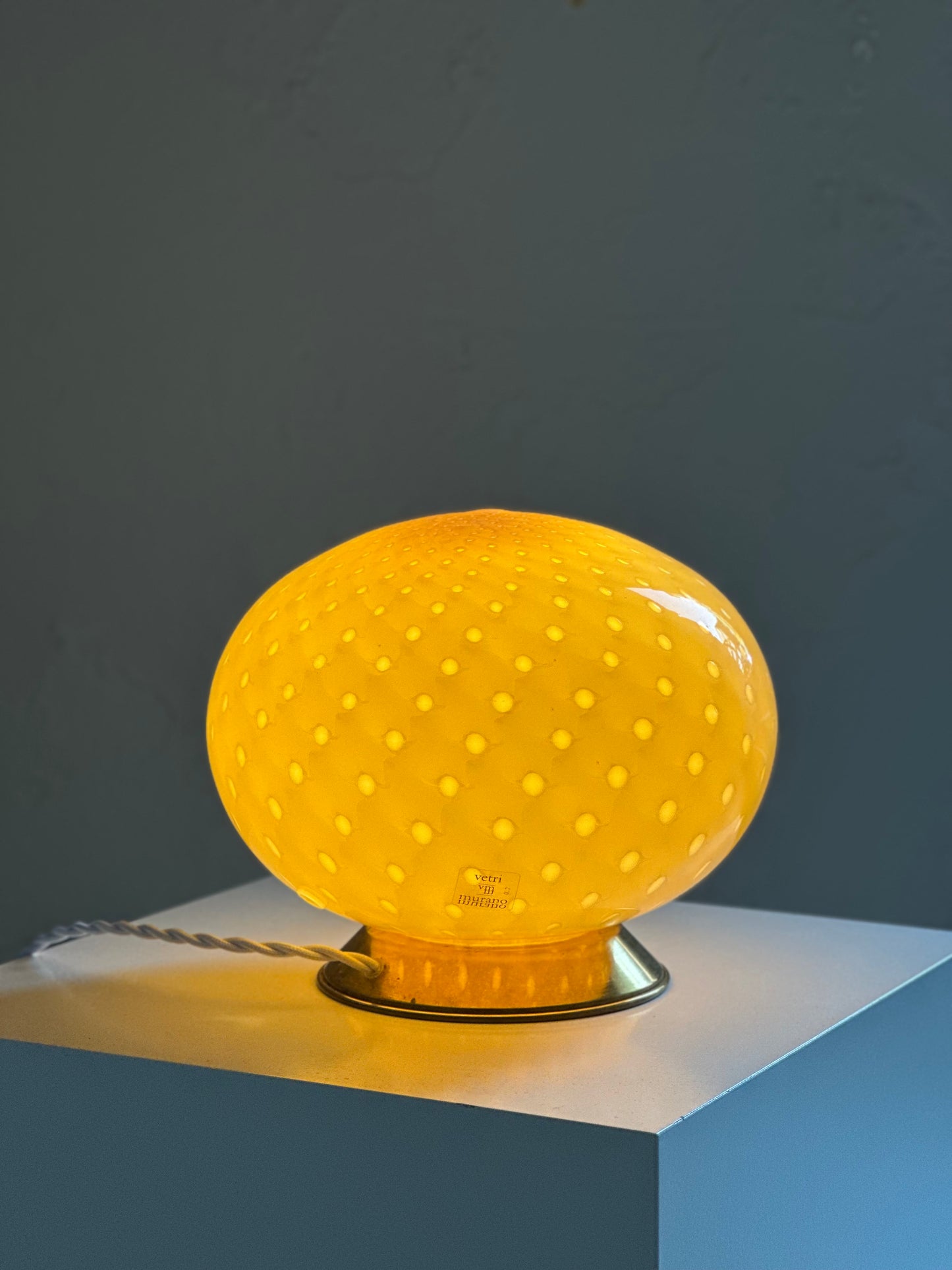 Vintage Murano Bordlampe - Creme m bobler