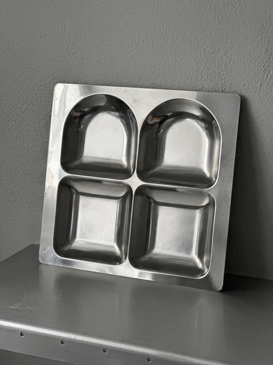 Italiensk Stål Fad m. 4 Rum