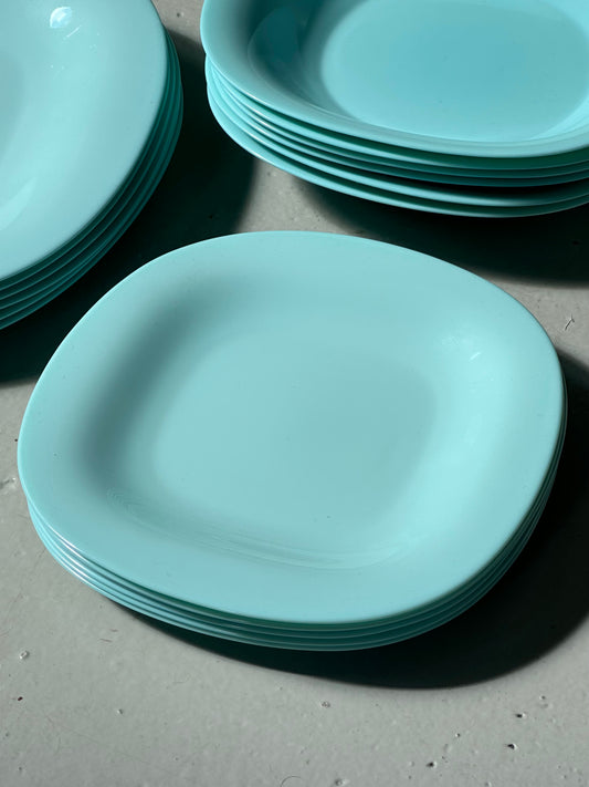 Lyseblå Glastallerkener - Frokost