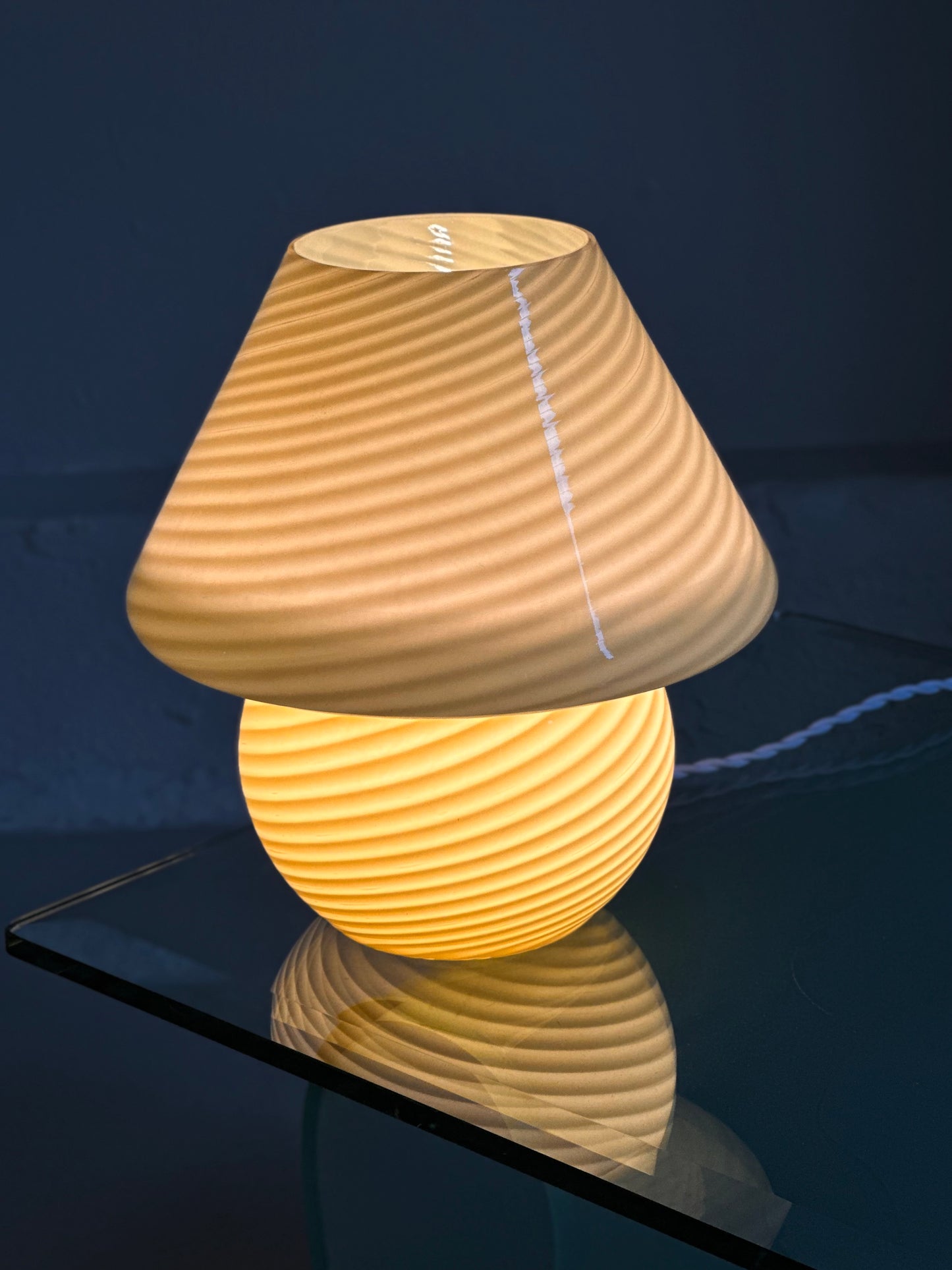 Vintage Murano Swirl Bordlampe - Creme / Lysegul