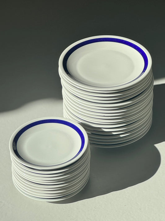 Bistro Tallerkener - Tyk Blå Kant