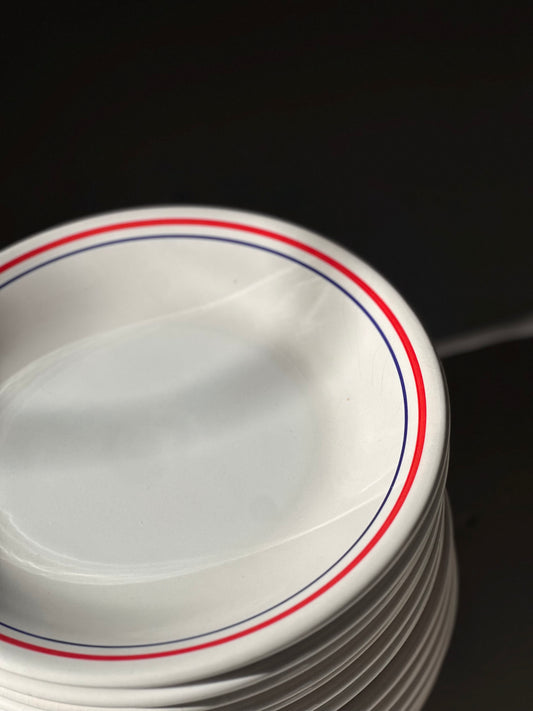 Italienske Bistro Tallerkener - Rød/Blå