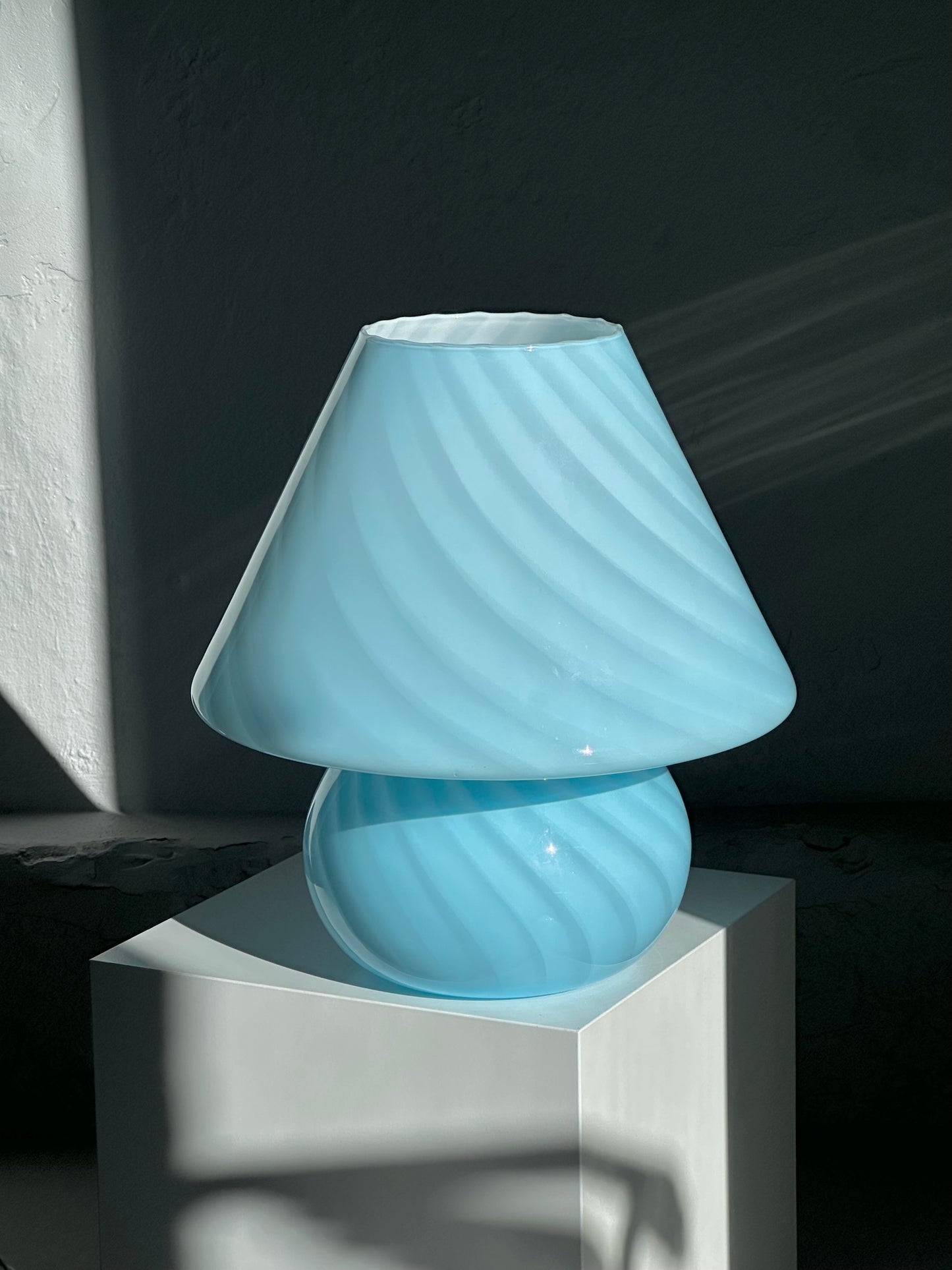 Vintage Murano Swirl Mushroom Lampe - Blå