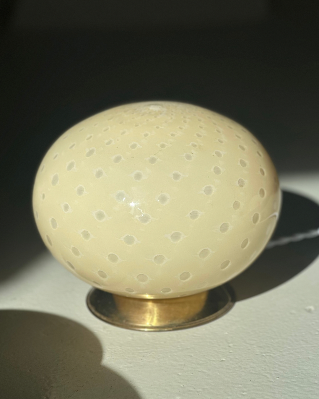 Vintage Murano Bordlampe - Creme m bobler