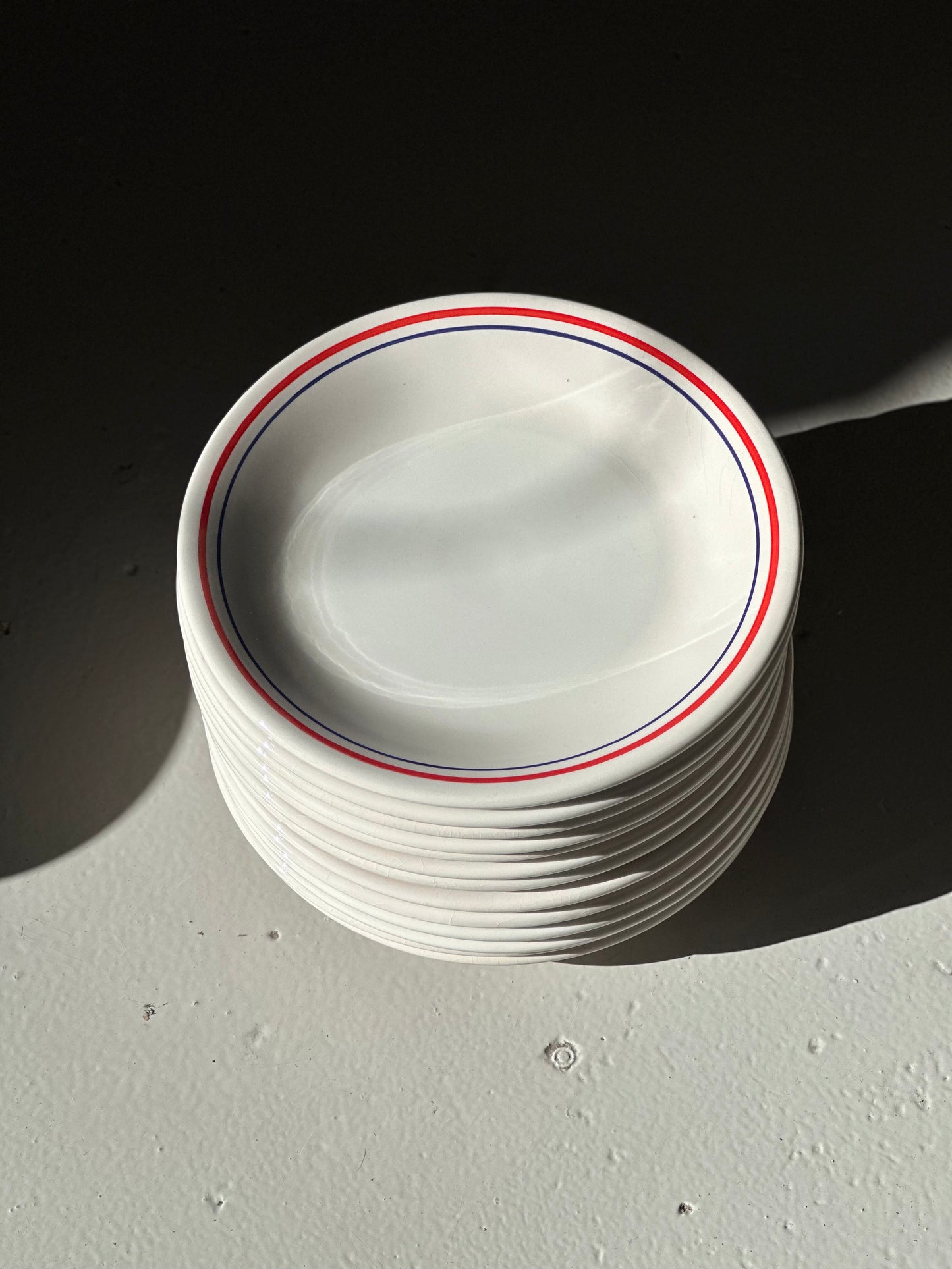 Italienske Bistro Tallerkener - Rød/Blå