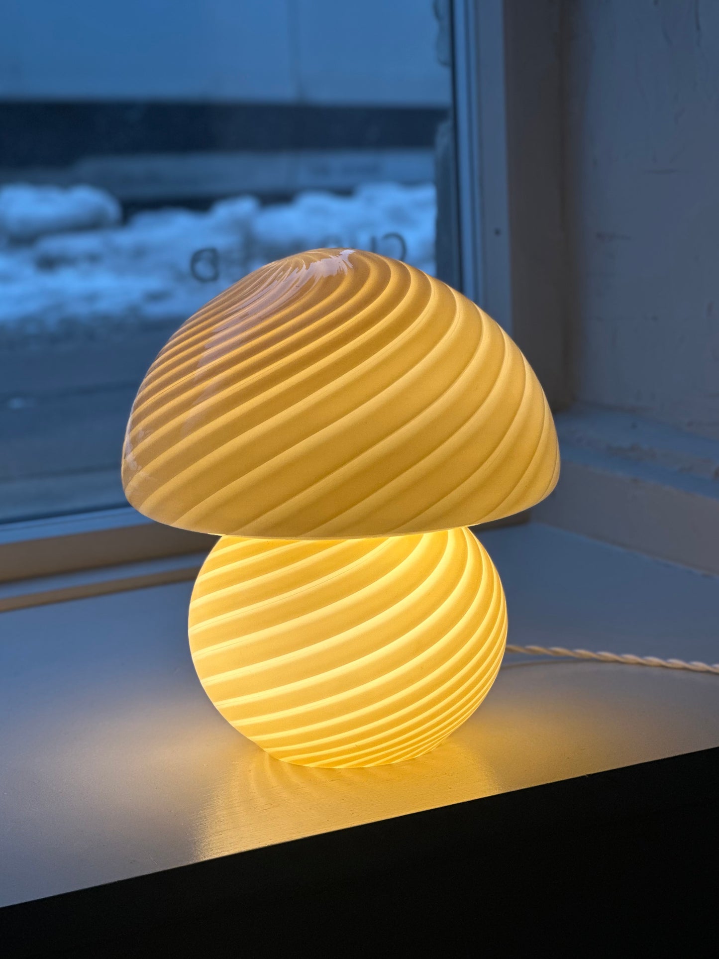 Vintage Murano Swirl Mushroom Lampe - Creme
