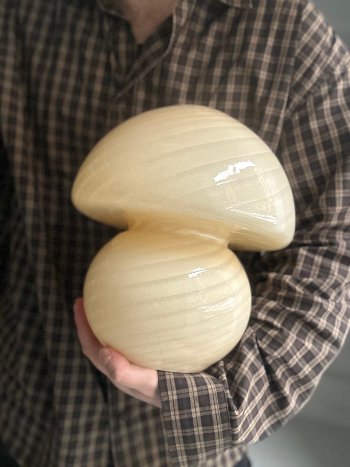 Vintage Murano Swirl Mushroom Lampe - Creme