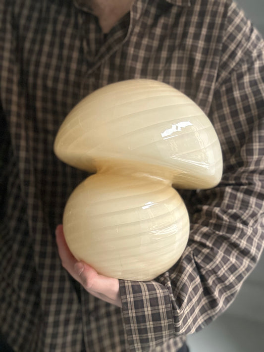 Vintage Murano Swirl Mushroom Lampe - Creme